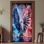baratos Banners de Garagem e Porta-Bandeira patriótica do Dia da Independência dos EUA para porta, com a bandeira americana, águia e cavalo, decoração para o Quatro de Julho, placa para varanda, decoração para casa e exterior.