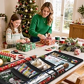 preiswerte Weihnachtslager-Hängender Geschenkpapier-Organizer, doppelseitiger Geschenkverpackungs-Organizer, Aufbewahrungsbehälter für Weihnachtsdekoration mit drehbarem Haken, großes Fassungsvermögen für Festtagsdeko, Bänder