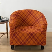 cheap Armchair Cover &amp; Armless Chair Cover-1 Pc Club Chair Cover Striped Plant and Geometric Printed Polyester Slipcover for Single Seat Chair Living Room Bedroom Home Office