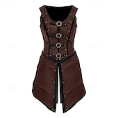 levne Šaty-Středověké Renesanční Šaty Zbraně a výzbroj Kamizelka Válečník Shieldmaiden Barbar Maškarní kostým Dámské Viking Fantazie předvečer Všech svatých Karneval Výkon LARP Ren Faire Dospělé Šaty