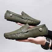 billiga Casual loafers-Herrloafers i läder – bekväma slip-ons för vardagsbruk, kontor och resor