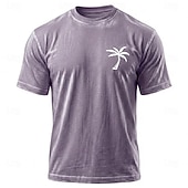 ieftine Tropske majice za odmor-Tricou spălat mineral, cu imprimeu de palmier, albastru, vintage, din amestec de bumbac, îmbrăcăminte, talie înaltă, mărime S, M, L, XL, XXL, XXXL
