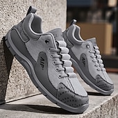 baratos Tênis Casuais-Tênis masculino em mesh e couro sintético – calçado de corrida de alto desempenho para aventuras ao ar livre e atividades físicas.