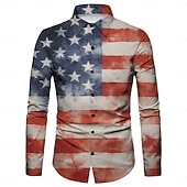  250th Anniversary USA Retro Vintage 1970s Shirt Aloha Shirt Long Sleeves Hippie Geometic Ethnic Fancy Dress Men's Masquerade 4th of July Party Independence Day Adults' Shirt
