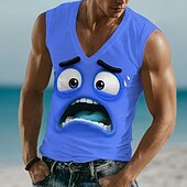 economico Magliette 3D-Per uomo 3D Emote divertenti Maglietta Senza Maniche maglietta Stampa 3D Scollo a V Camicia Tropicale All'aperto Vacanza Camicia hawaiana Blu Giallo Viola Estate Primavera Abbigliamento S M L XL XXL