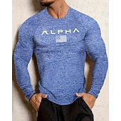 abordables T-shirts et Débardeurs de Course-Homme 250e anniversaire de l'Amérique Jour de l'Indépendance Lettre T-shirt de course T-shirt de compression Printemps Automne manche longue Séchage Rapide Compression Évacuation de l'Humidité