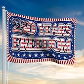 cheap America 250-US 250th Anniversary Flag "250 Years of Freedom" Banner with Stars and Stripes Design Patriotic Commemorative Decor for Semiquincentennial Celebrations 4th of July Independence Day