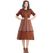  250e jubileum VS 19e eeuw jaren 1800 Prairiejurk Bonnet en schortset Korte mouwen Pionier Meisje Koloniaal Pionier Onafhankelijkheidsoorlog Kostuum Dames Halloween Carnaval 4 juli Volwassenen Kleding