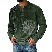 preiswerte Vintage&amp;amp;Retro-Herren Grafik Vintage Henley Hemd Langarm Mode Niedlich Täglich Lässig Ferien Ausgehen Frühling Frühling &amp; Herbst Rosa Dunkel Blau Grün Khaki Henley Henley T-Shirt
