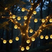 billige Batteridrevet-4 cm sfærisk flettet eventyrlyslenke 10/20LED batteridrevne innendørs fe-lamper er til jul, bryllup, valentinsdag, fest, hjem, hage, balkonger, verandaer og vindusutstillinger