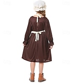  250-årsjubileum i USA 1800-tallet Det gamle vesten Prærie kjole Lange Ermer Pioner Kostyme Unisex Halloween Karneval Kle deg ut på skolearrangementet Historisk gjenskaping Barne Voksne Kjole Forkle