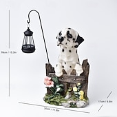 economico Illuminazione vialetto-1 pezzo di luce solare impermeabile per esterni a forma di cane, decorazione per giardino, prato, vialetto, luce solare da giardino in resina a forma di cucciolo, illuminazione d'accento per