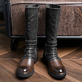 billiga Sko-Retro / vintage Medeltida kostymer Renässans Skor Western Boot Platta jazzstövlar Pirat Alven Maskeradkläder Herr Steampunk Halloween Karnival Maskerad Prestanda Ledigt / vardag Vuxna Skor