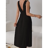 Χαμηλού Κόστους Γυναικεία Νυχτικά &amp; Sleepshirts-Γυναικεία Νυχτικιά Καθημερινό Ανατομικό Μονόχρωμες Δαντέλα Καθημερινά Σπίτι Αμάνικο Λαιμόκοψη V Μαύρο Λευκό Κρασί Βαθυγάλαζο Πράσινο του τριφυλλιού Καλοκαίρι Άνοιξη Κανονικό