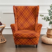 cheap Wingback Chair Cover-Wingback Chair Cover Floral Striped Geometric Printed Polyester Slipcover Full Cover Modern Foldable Fashion Korean Style Chair Protector Seat Cover Armchair Cover