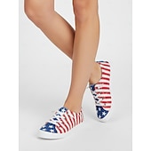  Η 250η Επέτειος των Ηνωμένων Πολιτειών Γυναικεία Sneakers με Εκτύπωση Σημαίας ΗΠΑ – Κλασικά Παπούτσια Canvas με Δέσιμο και Μαλακό Πάτο για Πατριωτικό Στυλ Παρελάσεις Φεστιβάλ Βόλτες και Καθημερινή