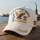  cappello ricamato per il 250° anniversario degli Stati Uniti, 1776-2026, aquila, statua della libertà &campana, cappello da baseball patriottico con toppa della bandiera americana semiquincentenario
