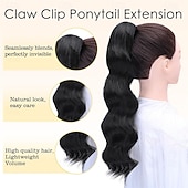 abordables Queue-de-cheval-Extension queue de cheval à pince, 50 cm (20 pouces), noire, bouclée et ondulée, avec pince, pour femme. Cheveux synthétiques souples et naturels, parfaits pour un usage quotidien.