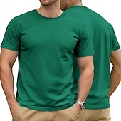 billige grunnleggende t-skjorter-Herre 100 % bomulls-T-skjorte Kort Erme Crew-hals Sommer Vår &amp; Vinter Helfarge عادي Mote Designer Grunnleggende Grunnleggende Ren Avslappet Feriereise Gate Kamel Grå Topp T-skjorte for menn