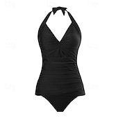 رخيصةأون تنجيد السباحة وبيكيني-نسائي الجزء العلوي من بيكيني هالتر ثوب السباحة لباس السباحة ورد لون سادة حماية UV مطاط بدون كم ملابس السباحة تزلج على الماء غوص سباحة الصيف