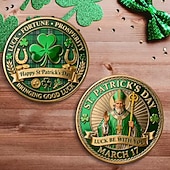  מטבע מזל ליום פטריק הקדוש תלתן ירוק להנצחה &עיצוב פרסה, אסימון מזל טוב אירי, מזכרת לחגיגת ה-17 במרץ