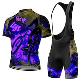 Χαμηλού Κόστους Ανδρικά σύνολα ένδυσης-Ανδρικά Φανέλα ποδηλασίας Αθλητική φανέλα και σορτς ποδηλασίας Κοντομάνικο Ποδηλασία Βουνού Ποδηλασία Δρόμου Καλοκαίρι Άνοιξη Θαλασσί Ρουμπίνι Βυσσινί Κινούμενα σχέδια Πεπαλαιωμένο Ποδήλατο