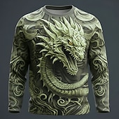  Herren Tiermotiv Lustig T Shirt Langarm T-Shirt 3D-Druck Rundhalsausschnitt Hemd Mode Basic Lässig Täglich Straße Blau Wasserblau Grün Sommer Frühling Bekleidung S M L XL XXL XXXL