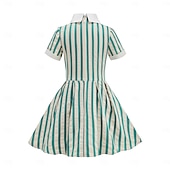 preiswerte Kleider-Vintage inspiriert Midlänge A-Linie Kleid Swing-Kleid Kurze Ärmel Gestreift A-Linie Kostüm Mädchen Kindertag Maskerade Urlaub Alltagskleidung Kinder Kleid Abschlussballkleider Frühling &amp; Sommer