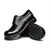 cheap Classic Dress Shoes-Men's Dark Brown Leather Lace-Up Shoes – Elegant Faux Leather Wedding Footwear for Formal Ceremonies