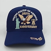  cappello ricamato per il 250° anniversario degli Stati Uniti, 1776-2026, aquila, statua della libertà &campana, cappello da baseball patriottico con toppa della bandiera americana semiquincentenario