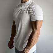 Недорогие Футболки и майки для бега-Муж. Футболка для бега Компрессионная футболка Рубашка тренировки С короткими рукавами Верхняя часть Лето Весна Осень Однотонный Быстровысыхающий Сжатие видеоизображений Влагоотводящие Дышащий