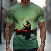 preiswerte Hobby T-Shirts-Herren Tiermotiv Orang-Utan Lustig T Shirt Kurzarm T-Shirt 3D-Druck Rundhalsausschnitt Hemd Übertrieben Designer Party Ferien Grün Sommer Frühling Bekleidung S M L XL XXL XXXL