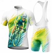 abordables Conjuntos de ropa para hombre-Hombre Maillot de ciclismo con culotte corto con tirantes Conjunto de camiseta de ciclismo Manga Corta MTB Bicicleta Montaña Ciclismo Carretera Verano Azul Marino Azul Naranja Geométrico Letra y