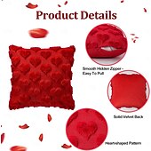 cheap Throw Pillows &amp; Covers-Valentines Day Decorations Pillow Covers - 18x18 inch Set of 2 Heart Shaped Pattern Faux Fur Soft Plush Throw Pillows Case for Indoor Outdoor Sofa Bedroom Living Room Festivals Anniversary Home Decor