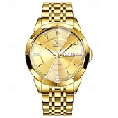 billige Kvartsklokker-Ny Olevs herreklokke for forretningsbruk, kvarts, med lysende kalender og ukevisning, diamantbesatt, uformell og moteriktig vannavstøtende sportsklokke for menn