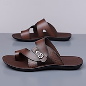 Χαμηλού Κόστους Σανδάλια Διακοπών-Ανδρικά λευκά σανδάλια από συνθετικό δέρμα, μαλακό πέλμα, μινιμαλιστικό μοντέρνο στυλ, άνετα καλοκαιρινά παπούτσια για casual και χαλαρή ένδυση