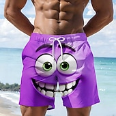 voordelige Retro Vintage &amp; Ethisch-Voor heren 3D Print 3D-cartoon Lach gezicht Lange zwembroeken Zwemshorts Boardshorts Medium Taille Hawaii Grappig Strandvakantie Zijzakken Mesh voering Elastische tailleband met trekkoord Ontwerper
