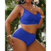 baratos Surfistas Tankinis &amp; Bikinis-Mulheres Padrão Tankinis e biquínis para surfe Roupa de banho 2 Peças Cor Sólida Sem costas Proteção UV Elástico Sem Manga Roupa de Banho Surfe Mergulho Natação Verão