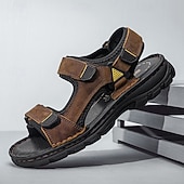billige Utendørs sandaler-Brune herresandaler med borrelås, fritidssko for utendørs bruk, perfekt for sommerferier og stranddager