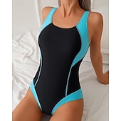 baratos Rash Guards de Uma Peça-Mulheres Padrão Roupa de banho Maiôs One Pieces Retalhos Proteção UV Secagem Rápida Elasticidade Alta Sem Manga Roupa de Banho roupa de banho Surfe Snorkeling Natação Verão
