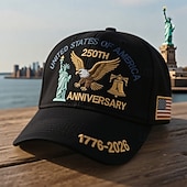  cappello ricamato per il 250° anniversario degli Stati Uniti, 1776-2026, aquila, statua della libertà &campana, cappello da baseball patriottico con toppa della bandiera americana semiquincentenario