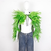 abordables Accesorios-Carnaval 2026 Accesorios de Samba del Carnaval de Río Capa Chal larga de plumas rojas para mujer con lazo de cinta disfraz de actuación del festival de Brasil