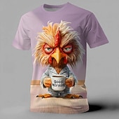  Per uomo Animale Pulcino Divertente Maglietta Manica Corta maglietta Stampa 3D Girocollo Camicia Esagerato Designer Feste Ferie Blu Bianco Giallo Estate Primavera Abbigliamento S M L XL XXL XXXL