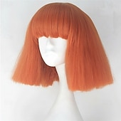 economico Parrucche da festa-parrucca sintetica lady gaga parrucca bob dritta corta castano scuro grigio argento biondo scuro rosa verde capelli sintetici 12 pollici da donna comode e soffici parrucche di carnevale rosso rosa