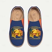 voordelige Vrouwenschoenen-Verenigde Staten 250e Jubileum Dames USA Gedrukte Brede Slip-On Schoenen – Lichtgewicht Wandelschoenen Patriottische Stedelijke Casual Stijl voor Straatmode Festivals Reizen  Dagelijks Gebruik