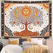 baratos Tapeçarias de Parede-Tapeçaria de parede vintage estética com árvore da vida, fundo floral botânico da natureza, decoração boêmia para quarto, arte de parede grande para decoração de apartamento ou dormitório.