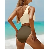 رخيصةأون راش غاردز ون بيس-نسائي ثوب السباحة لباس السباحة ون بيس لون سادة سريع جاف عالية المرونة بدون كم ملابس السباحة تزلج على الماء عطلة سباحة الصيف