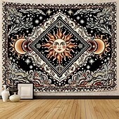 ieftine Tapiserie Pereți-Tapiserie de perete cu soare, agățat, boho ceresc, fluture, stele, flori, cameră de yoga, decor de meditație, artă spirituală zen, poster din material textil pentru sufragerie