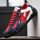 economico Sneakers Casual-scarpe da ginnastica sportive bianche e blu da uomo, pannelli in rete traspirante, suola ammortizzata, stile sportivo casual per camminare e viaggiare