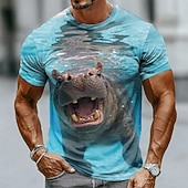  Per uomo Animale Divertente Maglietta Manica Corta maglietta Stampa 3D Girocollo Camicia Esagerato Designer Feste Ferie Blu Blu 2# Estate Primavera Abbigliamento S M L XL XXL XXXL